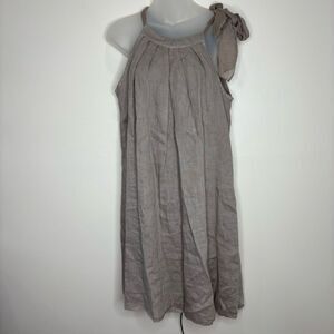 Bellambria Women’s beige 100% linen Short Sleeveless Made In Italy dress small